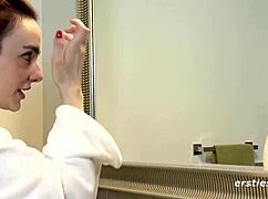 German Babe Claudia Uses Dildo in Shower with Shaved Pussy