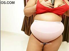 Indian wife friend sensually plays with her big boobs in private