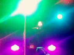 New stripper dances intensely in knee highs, ripping clothes