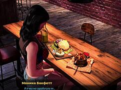 Fashion business hires at bar in episode 1, scene 60.