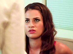 Horny lesbians lick each other's big tits 😈