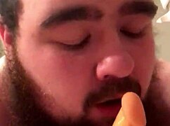 i feel so excited watching this young gay chub suck and ride a dildo passionately