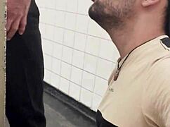 just saw this dude sucking off a construction worker in public toilet