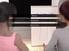 3D cartoon whore with big tits rides cowgirl in gameplay