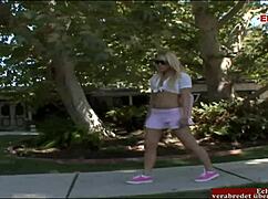 Blonde teen 18+ with small tits seduces at outdoor casting