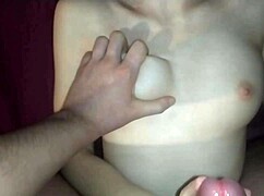 My cute stepsister receives cum on her tits from monster cock