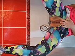 Pee And Dildo Masturbation In Gym Shower!