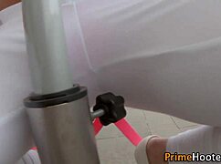 i'm a redhead babe oiling up my big natural tits outdoors