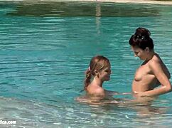 Poolside Lesbian Fingering and Cunilingus with Billy and Jaquelin