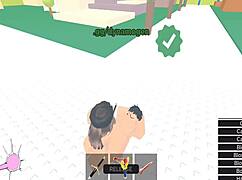 Horror-themed girl gets intensely fucked in a roblox condo setting