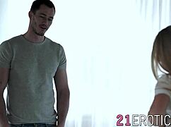 astonishing blonde beauty seduces man with teasing foreplay into cowgirl sex cumshot