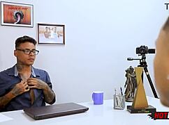 Young tattooed teen fucks boss in pov anal