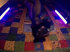 milf housewife's sensual soles and perfect feet peeking through fishnet pantyhose 😍👣