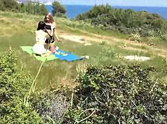 Watch Sasha and Daniella lick each other's pussies outdoors?