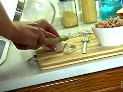 luscious hottie sucks in the kitchen.