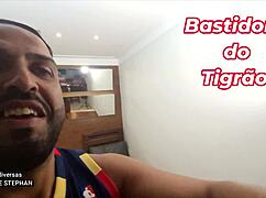 Sophie Stephan in lingerie, bent over with big tits and ass, deepthroating big cock.