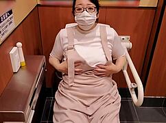Asian Milf Masturbates In Store Toilet During Shopping