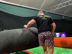 i rode the mechanical bull then got peed on in the street, my gaping asshole squirting outdoors