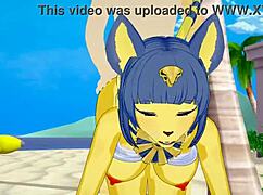 Ankha From Animal Crossing Fucked Roughly On Beach