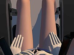 Rin relaxes on the massage chair