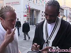 european babe rides big black cock hard!