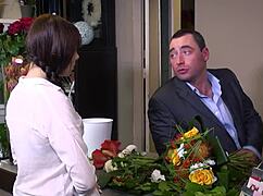 busty secretary in lingerie gets threesome at office