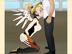 Overwatch Mercy Hentai Deepthroat Blowjob Doggystyle Bent Over Oral