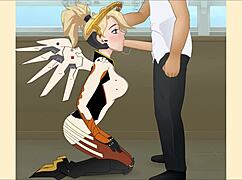 Overwatch Mercy Hentai Deepthroat Blowjob Doggystyle Bent Over Oral
