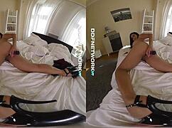 latina booty call in vr reality with blonde milf voyeur