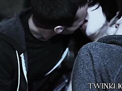 three young gays kiss passionately before intense anal pounding in hardcore scene