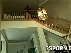 Rough ebony rides big black cock hard and cums