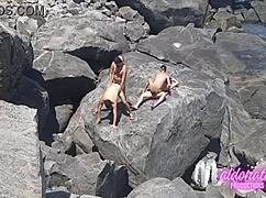 African Crossdressing Gay Bareback on Public Beach in Rio