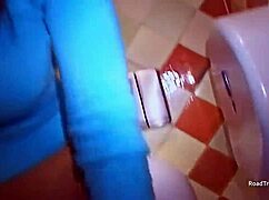 British milf Angie George engages in candid anal play with toys outdoors in a lesbian scene.