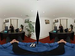 The big meeting turns into a wild office encounter with shaved pussy close-ups