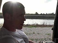 horny soldiers head to the lake for rough gay sex with monster cocks