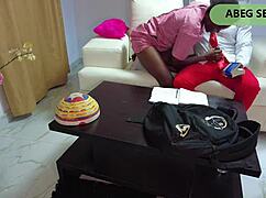 Ebony student seduces stepbrother for big dick orgasm