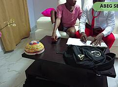 Ebony student seduces stepbrother for big dick orgasm