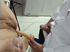 husband takes wife for exam doctor excited by her big tits 'want to fuck her shaved pussy?'