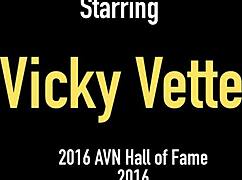 i'm vicky vette in lace lingerie squeezing my big natural tits and rubbing my pussy on the bed