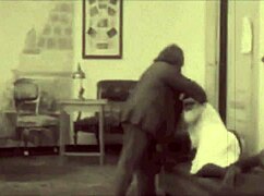 Vintage hairy pussy gets fucked in the age of steam with retro blowjob action