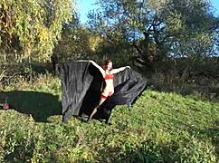 Dance of Leylakh 2 - Mature Amateur in Bikini Shows Natural Tits Outdoors in Public Lingerie Performance