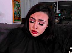 Babe with perky tits talks dirty while wanking POV 😈