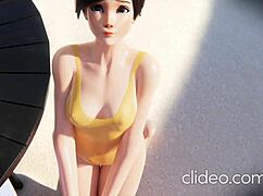 Widow tracer's bold beach threesome