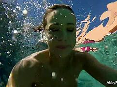 abigail mac enjoys pool fun