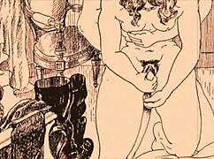 vintage erotic drawing from retro comic collection