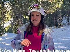 Ava Moore Surprised by Skiers While Pleasuring Her Ass in Public Orgasm