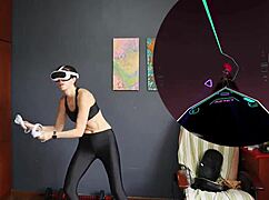 Intense VR workout with dancing exercises.