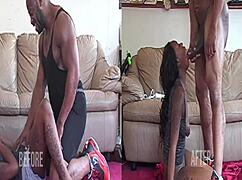 Soon as she saw that thick ebony rod, she was deepthroating it down her throat after he fucked her out and gave her thick gooey cum to swallow!