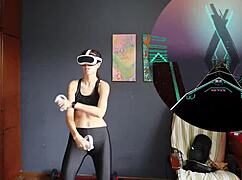 Intense VR workout with dancing exercises.