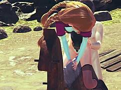 honeyselect2 anna frozen sucks big cock in anime sex